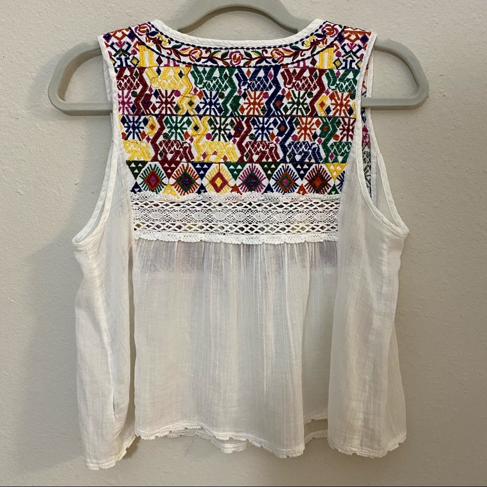 FREE PEOPLE Lohri Embroidered Peasant Blouse SMALL - Picture 5 of 7